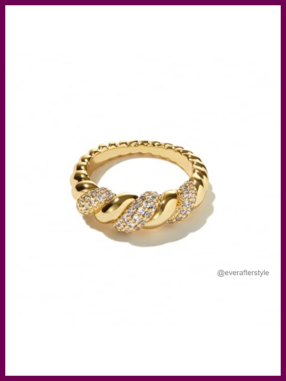 14K Gold Plated Twisted Cubic Zirconia Stacking Ring Size 6